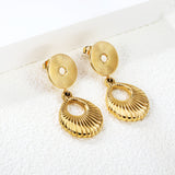 15.5mm Textured Circle + 19.3*25.7mm Teardrop Hoop Earrings Gold Color