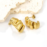 Half Shaped Stud Earrings 12*22mm