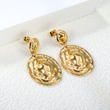 10*11.5mm small oval + 23.4*28mm large oval with textured convex earrings gold color