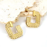 Open square texture earrings 20.8*26.5mm Gold color