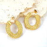 U-shaped textured earrings 24.6*26mm gold color