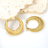 Round snake pattern earrings 28.4*26.6mm gold color