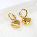 2.5*12mm circle +19*18.4mm hollow heart earrings Gold color