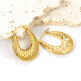 20.2*22mm U-shaped texture earrings gold color