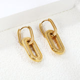 Line 2.5*13*18.4mm earrings + 13.6*26.2mm oval earrings with horizontal stripes Gold color