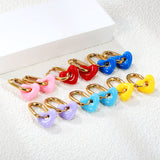 Thick 2.5*W13.5*H18mm oval earrings + 14.3*13mm light blue/pink/red/yellow/purple/navy blue resin heart hoop earrings gold color