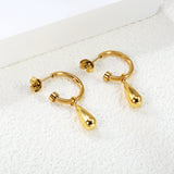 2*16mm O.D. C-Shape with 6*13mm Drops Earrings Gold Color