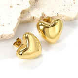 Heart-shaped gold-colored stud earrings 18*16.6mm