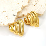 Ripple Heart Goldtone Stud Earrings 23.4mm