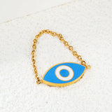 18*9.5mm Eye with Blue Drip Soft Ring Gold Color