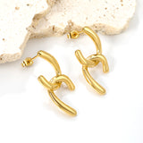 Crooked Double C Stud Earrings 13*25.3mm Gold Color