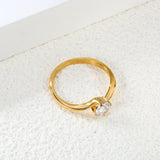 New Stainless Steel with 6.4mm White Diamonds Ring Gold/Steel Color