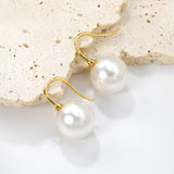 White Pearl Golden Earrings 14mm