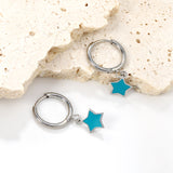 1.5x12.5mm Circle with Blue Star Earrings 8mm