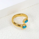 New Two Oval Turquoise Open End Rings Vintage