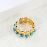 New multiple oval turquoise open double layer ring vintage