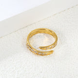 New PVD 18K gold plated with white diamonds open ring