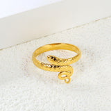 New style stainless steel serpentine open mouth wrap around ring