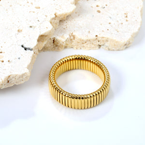 7mm Stainless Steel Gold Color Ring