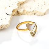 Two Hearts Small Diamonds & Inlaid Shell Ring