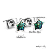 Star with Blue Cutout Stud Earrings