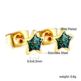 Star with Blue Cutout Stud Earrings