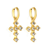 2024 New Year Fashion with Cross White Diamond Earrings