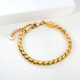 5mm Dan S Chain Bracelet 18+3cm+6mm Round Tail Tag Steel/Golden