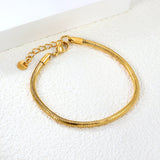 3.2mm Round Snake Bone Chain Bracelet 18+3cm+6mm Round Tail Plate Steel/Gold