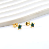 Star with Blue Cutout Stud Earrings