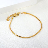 2.0mm/2.4mm Square Snake Bone Bracelet 18+3cm+6mm Round Tail Plaque Steel/Golden