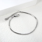 2.0mm/2.4mm Square Snake Bone Bracelet 18+3cm+6mm Round Tail Plaque Steel/Golden