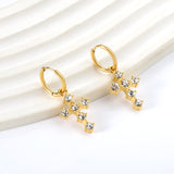 2024 New Year Fashion with Cross White Diamond Earrings