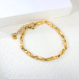 Wide 3.8mm Twisted Stick Bracelet 18+3cm+6mm Round Tail Tag Steel/Golden