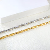 Wide 3.8mm Twisted Stick Bracelet 18+3cm+6mm Round Tail Tag Steel/Golden