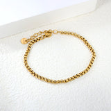 Wide 2mm/3mm Square Pearl Bracelet 18+3cm+6mm Round Tail Plaque Gold Color