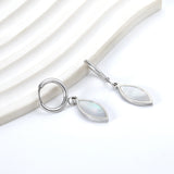 2*10mm I.D. Circle with 9*20mm Leaf Shaped White Shell Earrings Steel/Golden