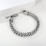 W 6mm Chain Bracelet 18+3cm+6mm Round End Tag Steel/Gold