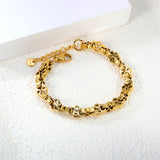 W8mm*Thick2.7mm Chain Bracelet18+3cm+6mm Round Tail Plaque Gold Color