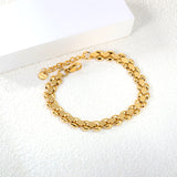 W8mm*Thick2.4mm Chain Bracelet18+3cm+6mm Round Tail Plaque Gold Color