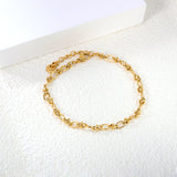 4.3mm Chain Bracelet 18+3cm+6mm Round Tail Plaque Gold Color