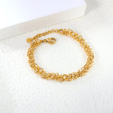 Wire 0.8mm*Width 7mm Chain Bracelet 18+3cm+6mm Round Tail Plaque Gold Color