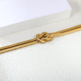 20*15mm Double Chain Buckle Knot Bracelet Wire Diameter 4*Thickness 2mm*17+3cm+6mm Round Tail Plate Gold Color