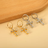 2024 New Year Fashion with Cross White Diamond Earrings