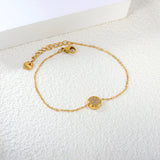 8.5mm Convex Round CNC Zirconium 0.3 Cross Bracelet 18+3cm+6mm Round Tail Plaque Gold Color