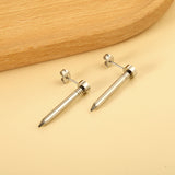 6*30mm stud earrings steel color/golden