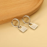 2*10mm inner diameter circle with locking white shell earrings 9.6*13.4mm Steel/Golden