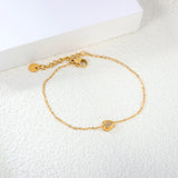 7.8*6mm Convex Teardrop CNC White Zirconium 0.3 Cross Bracelet Bracelet 18+3cm+6mm Round Tail Plaque Gold Color