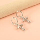 2024 New Year Fashion with Cross White Diamond Earrings