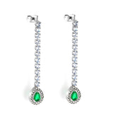 Square Baguette White Diamonds with Round Green Diamonds + White Diamond Hoop Earrings